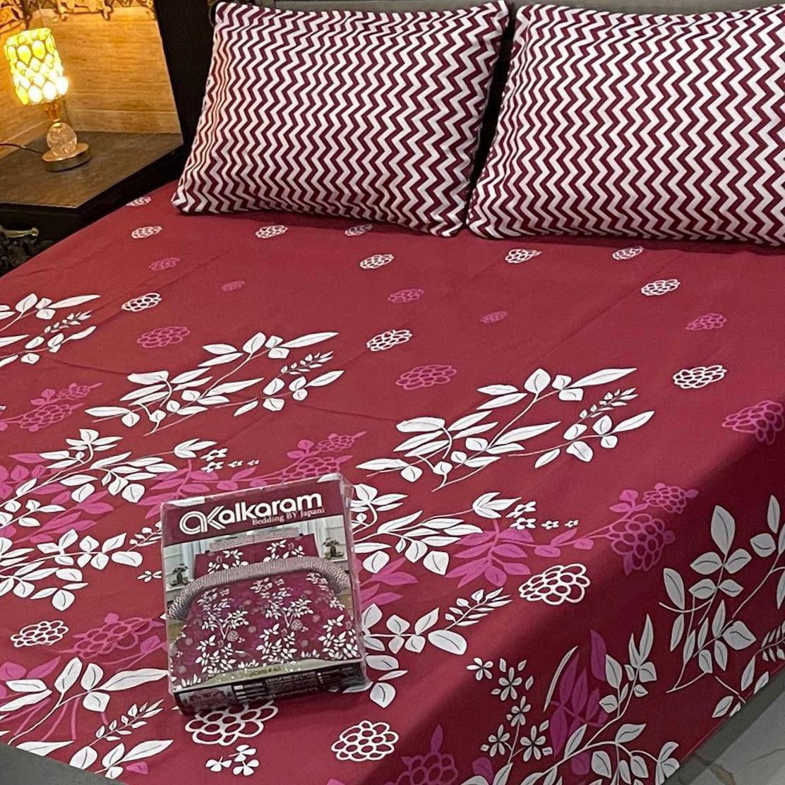 Cotton 3pc King Size Bedsheet AKS 553