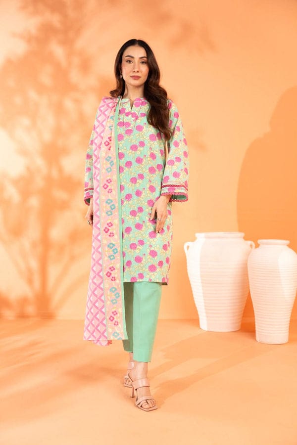 Unstitched 3-Piece Printed Lawn Suit AKS 067