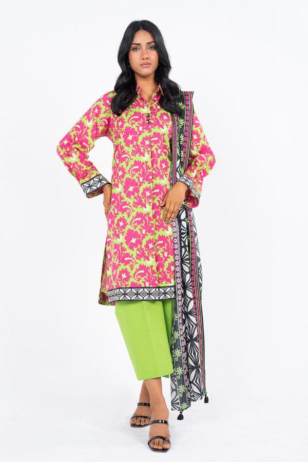Unstitched 3-Piece Printed Khaddar Suit