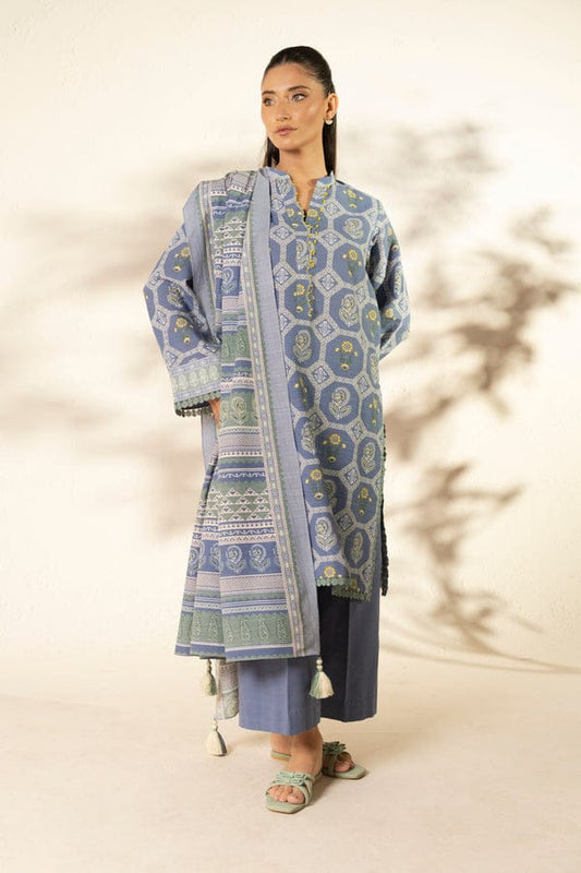 Unstitched 3-Piece Printed Khaddar Suit