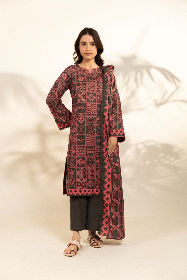 Unstitched 3-Piece Printed Khaddar Suit