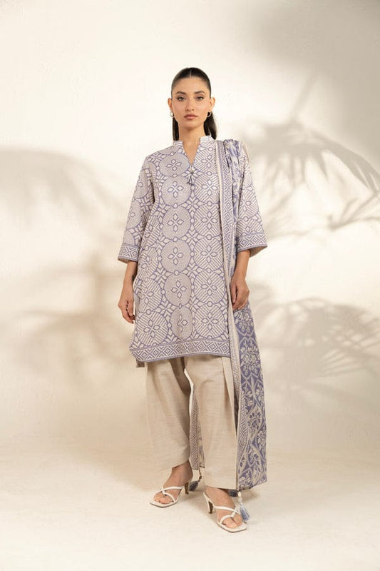 Unstitched 3-Piece Printed Khaddar Suit
