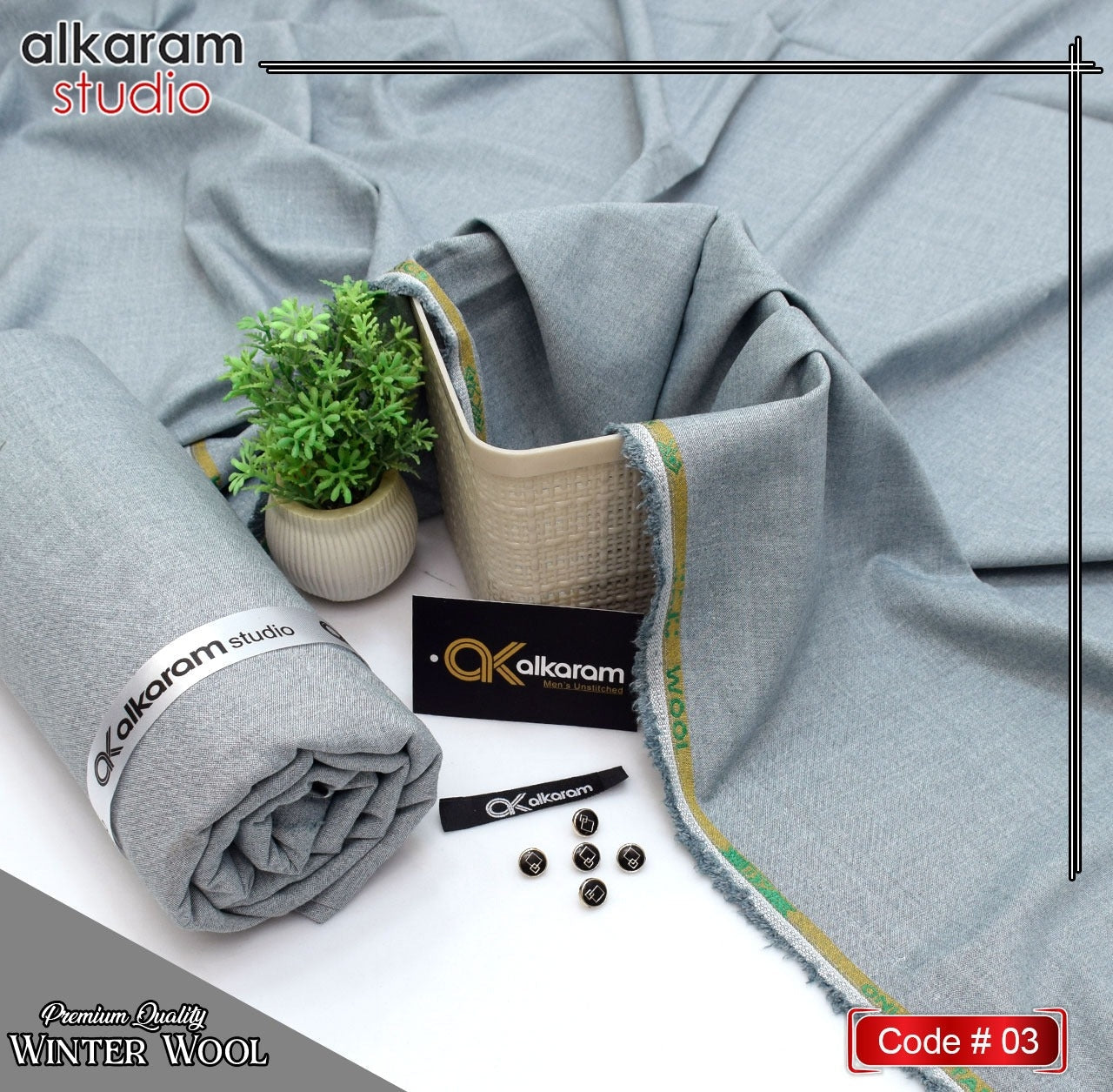 ALKARAM UNSTITCHED WINTER RUSSIAN WOOL CODE 013