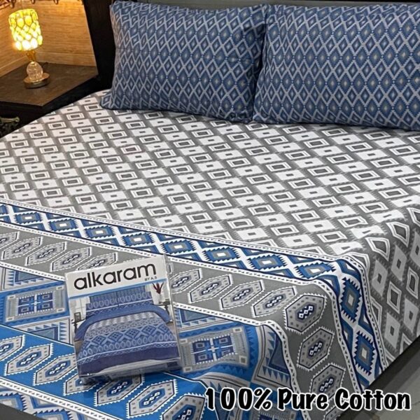 3 pcs Pure Cotton KING size BED sheet 3304